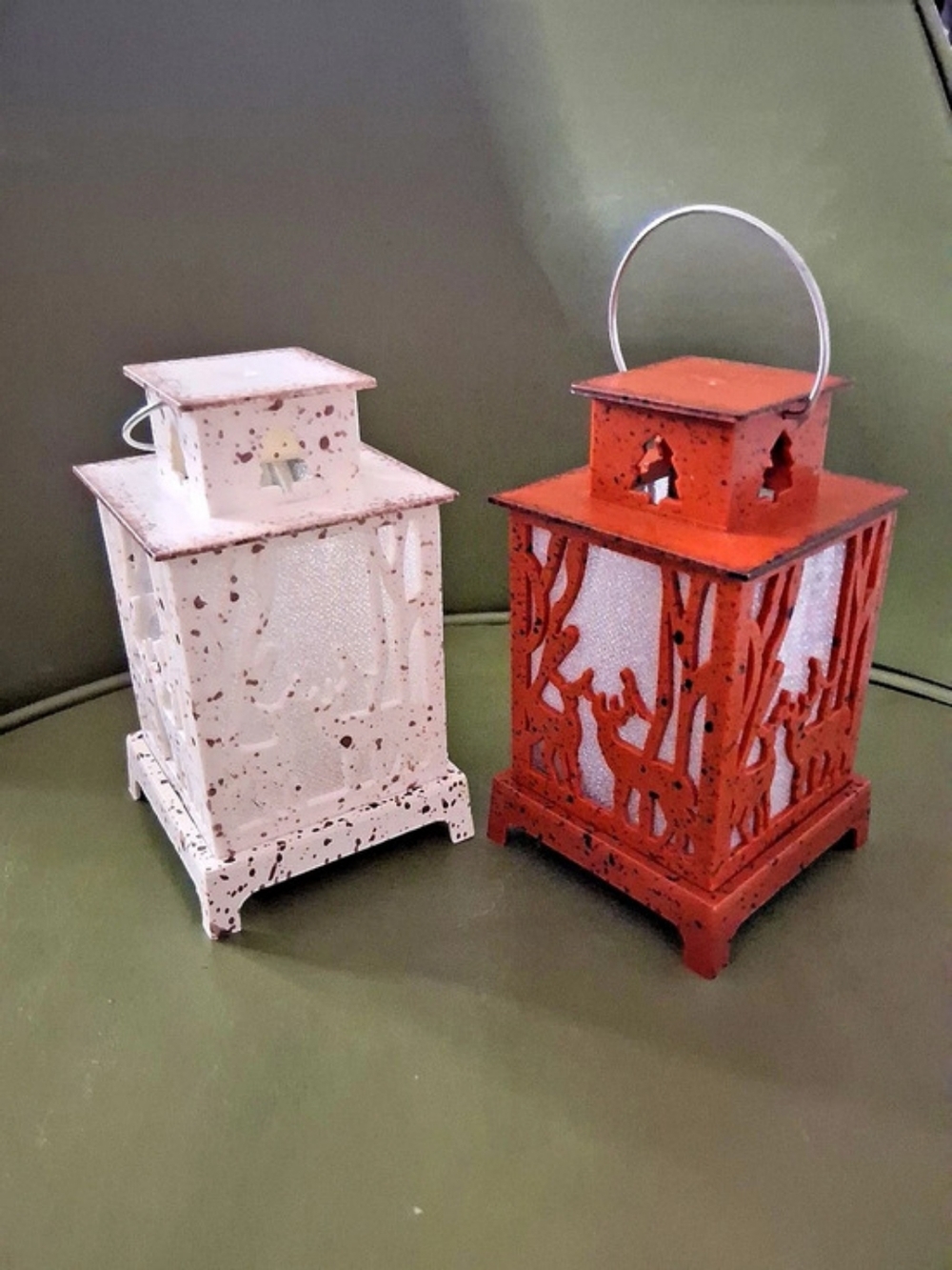 Deer Cutout Holiday Lanterns Set